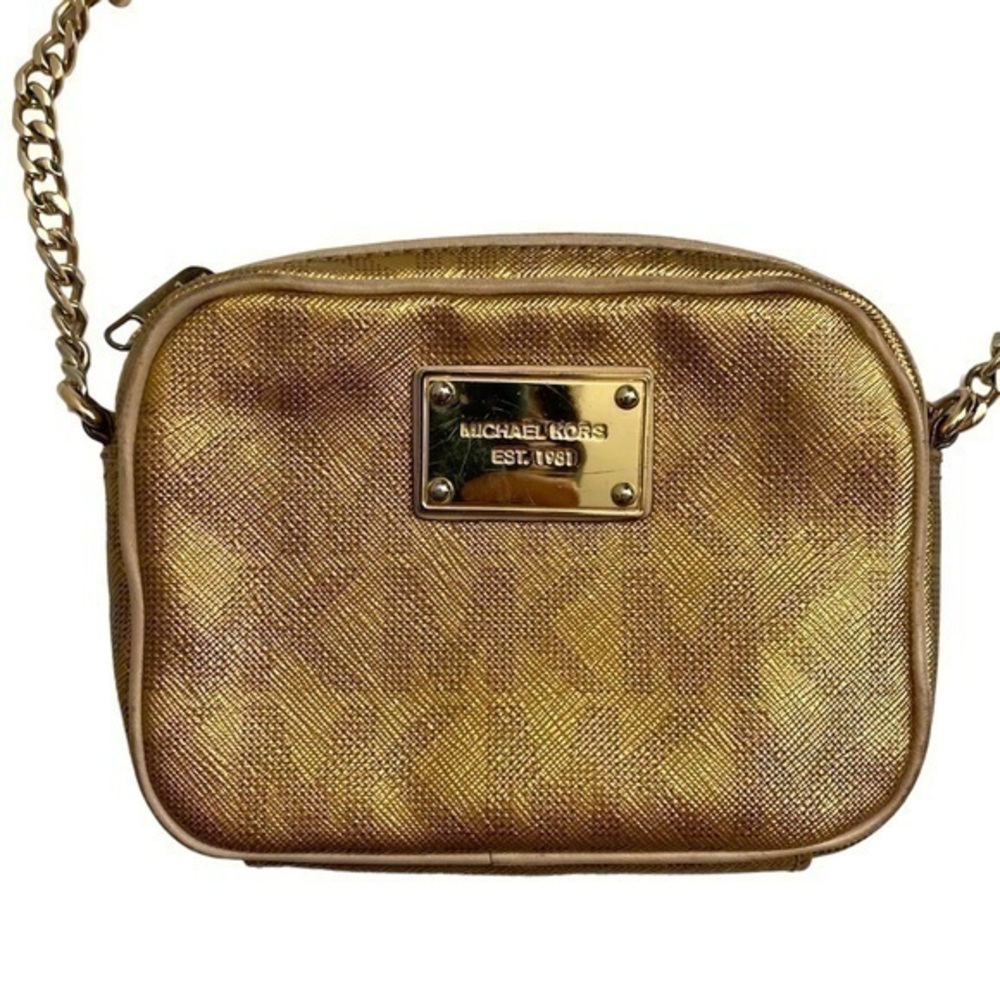 Michael Kors gold mk mini crossbody bag